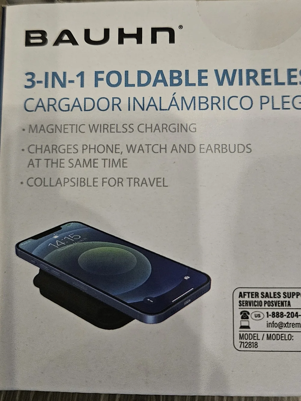 Foldable Iphone Wireless Charger 3-in-1 - Black